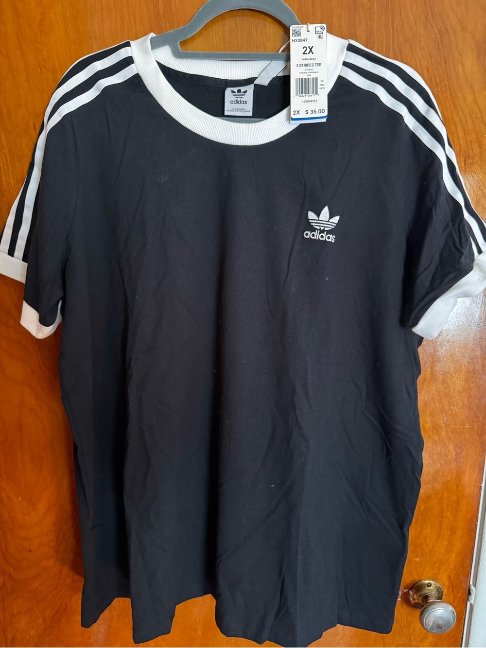 adidas Black Tee with White 3-Stripe Accents